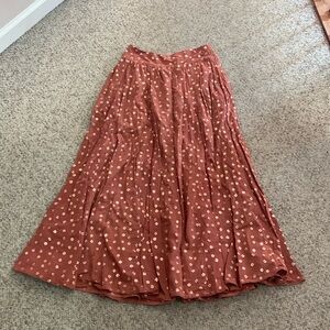 New Anthropologie cinnamon gold boho maxi flowy skirt sz S